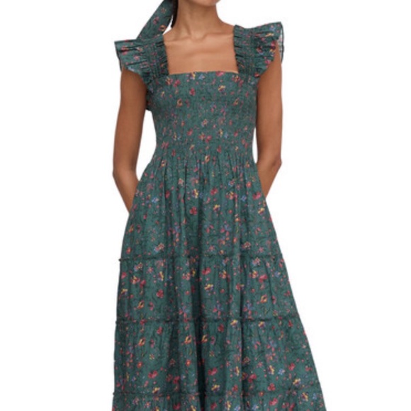 Hill House Ellie Nap Dress in Fleur Chintz Green - Picture 2 of 8
